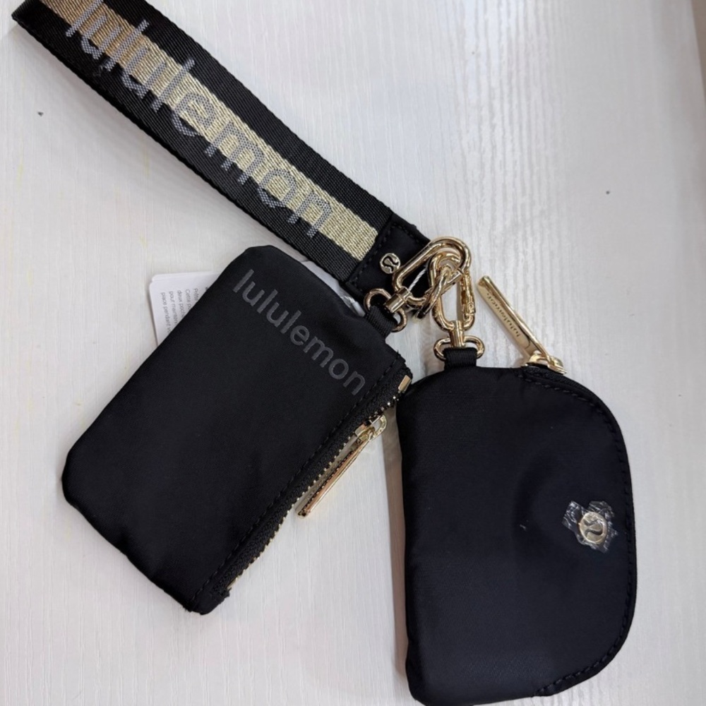 lululemon athletica Black and Gold Keychain Pouch Set